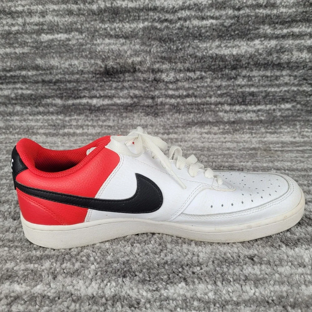Nike Court Vision Low Mens White Red Black Leather Sneakers Shoes Size 10‎